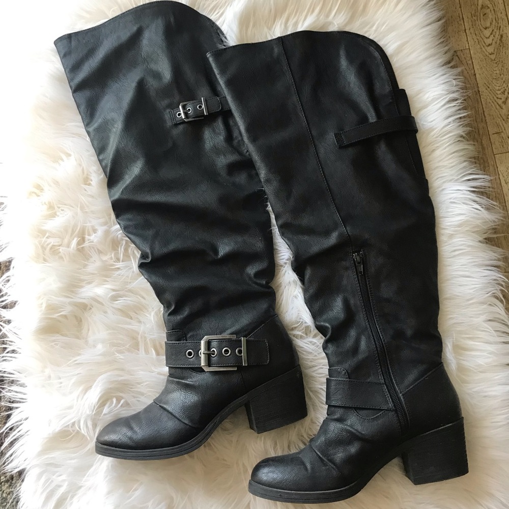 Carlos Santana Over The Knee Black Boots